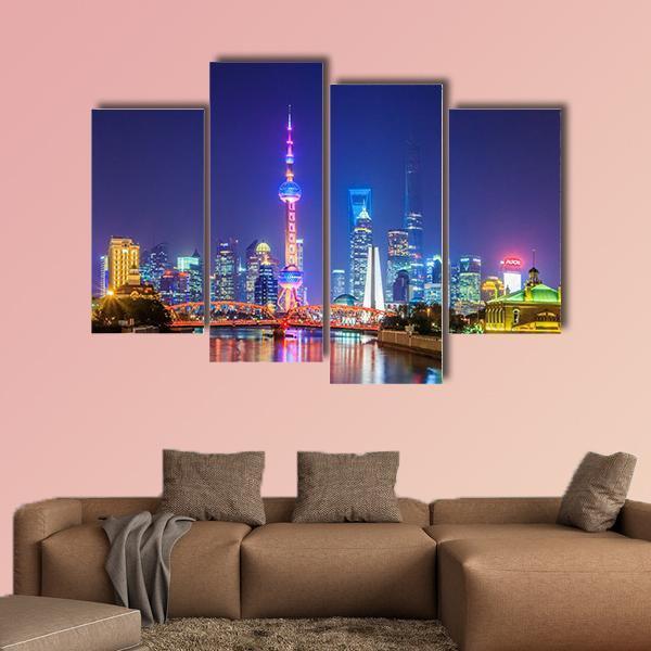 Lujiazui In Shanghai Canvas Wall Art-4 Pop-Gallery Wrap-50" x 32"-Tiaracle