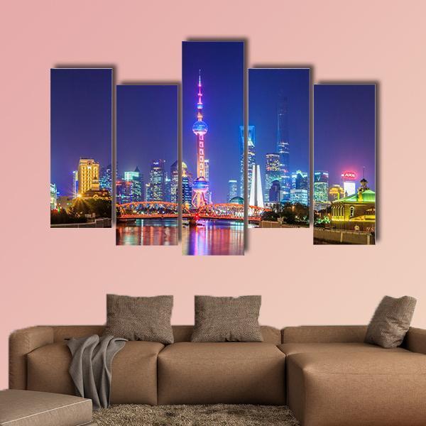 Lujiazui In Shanghai Canvas Wall Art-5 Pop-Gallery Wrap-47" x 32"-Tiaracle
