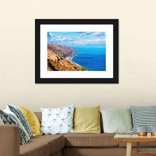 Landscape Of Taormina Canvas Wall Art-3 Horizontal-Gallery Wrap-25" x 16"-Tiaracle