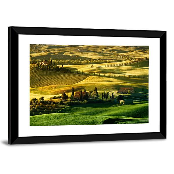 Landscape Of Tuscany Canvas Wall Art-5 Horizontal-Gallery Wrap-22" x 12"-Tiaracle