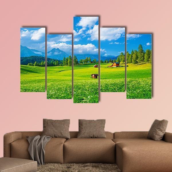 Small Houses In Seefeld Canvas Wall Art-5 Pop-Gallery Wrap-47" x 32"-Tiaracle