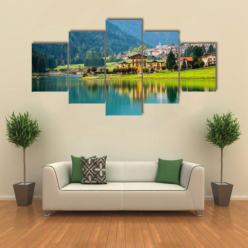 Lake Auronzo Canvas Wall Art-5 Star-Gallery Wrap-62" x 32"-Tiaracle