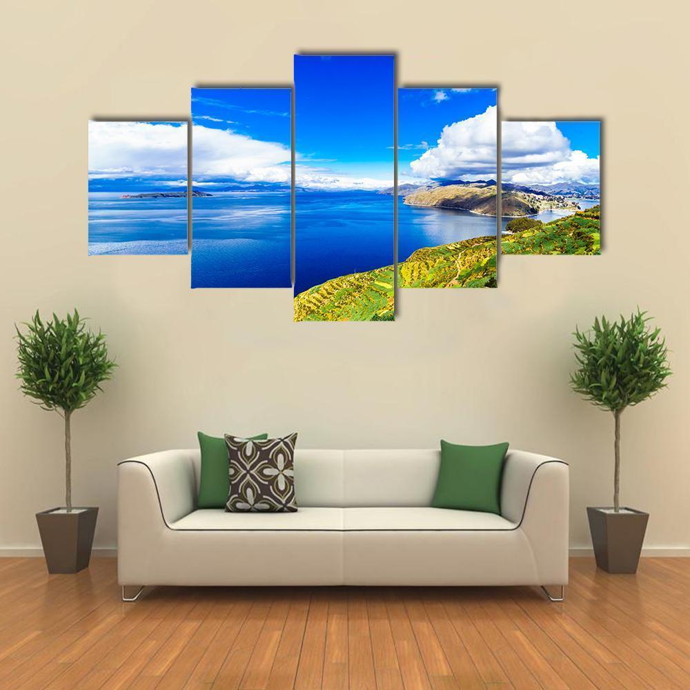 Lake Titicaca Canvas Wall Art-5 Star-Gallery Wrap-62" x 32"-Tiaracle