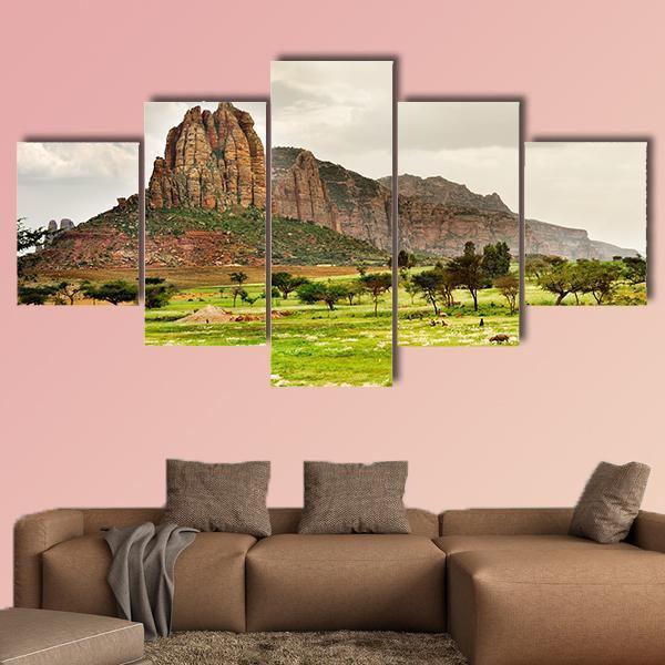 Landscape Of Tigray Canvas Wall Art-5 Star-Gallery Wrap-62" x 32"-Tiaracle