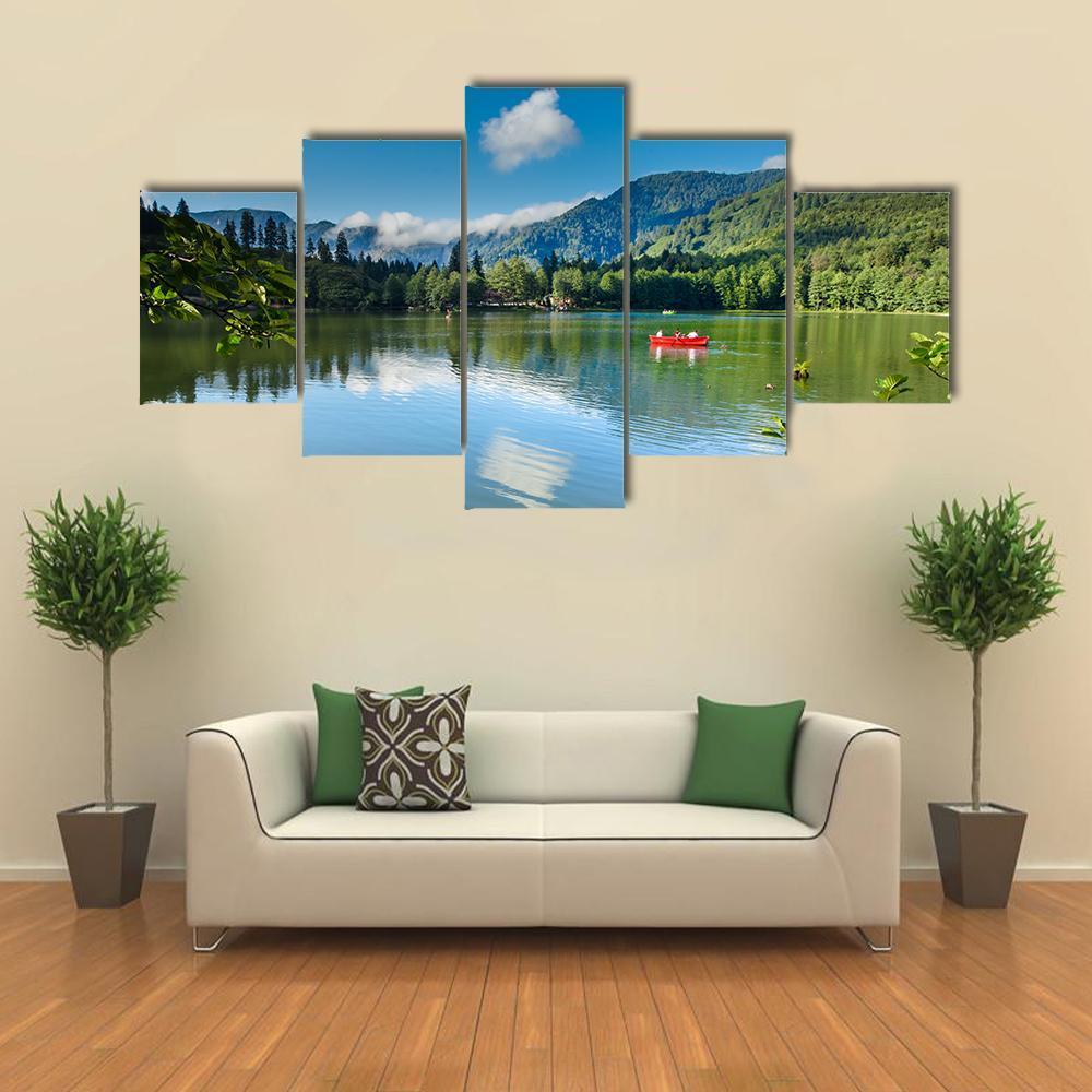Karagol Black Lake Canvas Wall Art-5 Star-Gallery Wrap-62" x 32"-Tiaracle