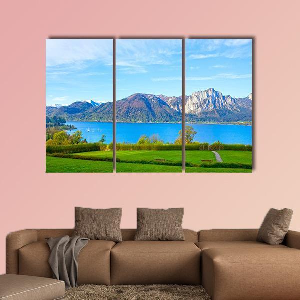 Landscape With Lake Austria Canvas Wall Art-3 Horizontal-Gallery Wrap-37" x 24"-Tiaracle