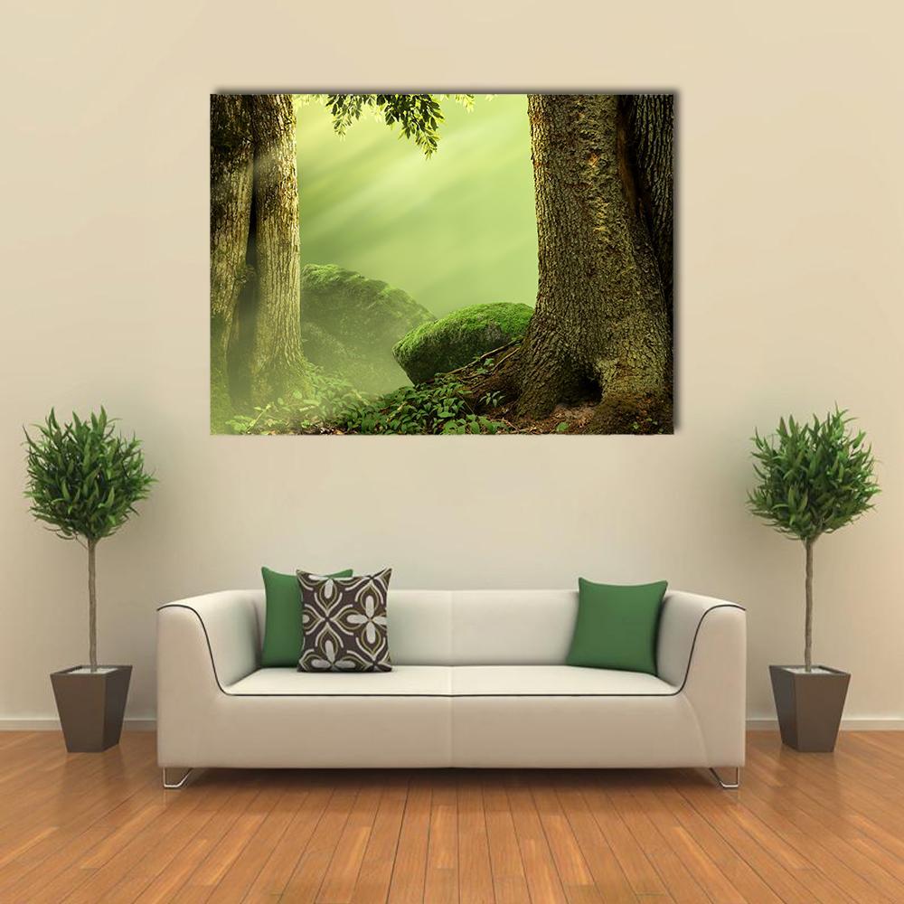 Old Mossy Trees Canvas Wall Art-1 Piece-Gallery Wrap-48" x 32"-Tiaracle