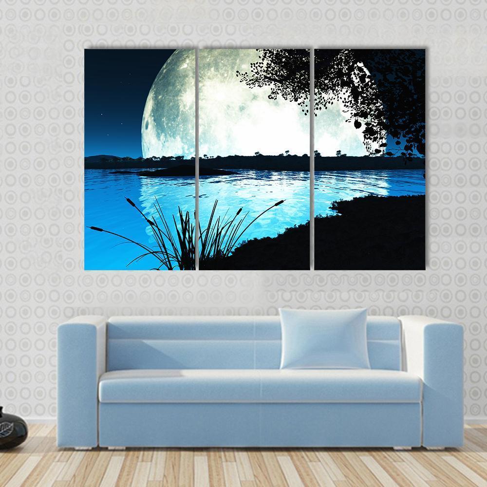 Moon On Alien Planet Canvas Wall Art-3 Horizontal-Gallery Wrap-37" x 24"-Tiaracle