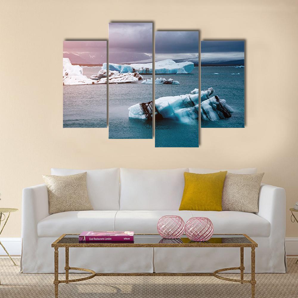 Pieces Of Iceberg Canvas Wall Art-4 Pop-Gallery Wrap-50" x 32"-Tiaracle