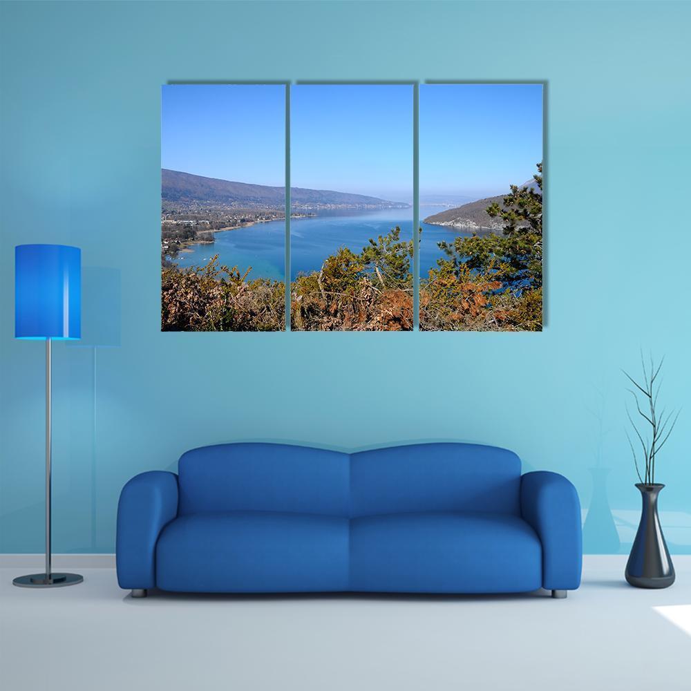 Annecy Lake Canvas Wall Art-3 Horizontal-Gallery Wrap-37" x 24"-Tiaracle