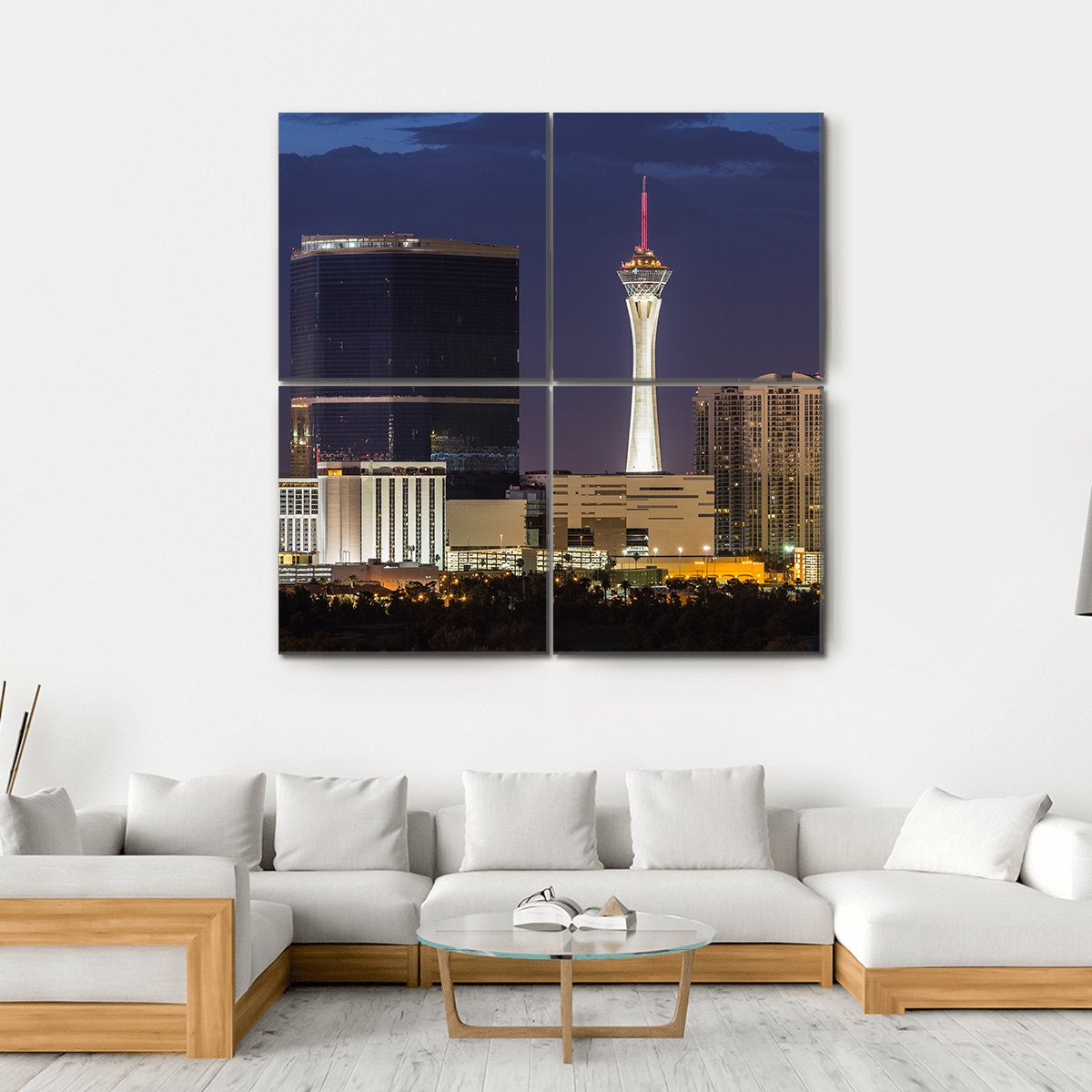 Las Vegas Cityscape Canvas Wall Art-4 Square-Gallery Wrap-17" x 17"-Tiaracle