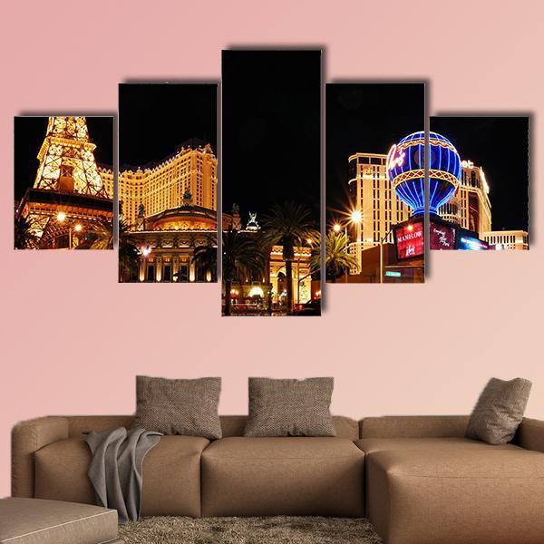 Eiffel Tower On Strip Canvas Wall Art-5 Star-Gallery Wrap-62" x 32"-Tiaracle