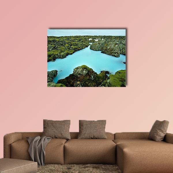 Lava Stones Covered With Moss Canvas Wall Art-1 Piece-Gallery Wrap-36" x 24"-Tiaracle