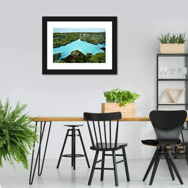 Lava Stones Covered With Moss Panoramic Canvas Wall Art-1 Piece-36" x 12"-Tiaracle