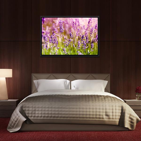 Lavender Floral Scene Canvas Wall Art-3 Horizontal-Gallery Wrap-25" x 16"-Tiaracle