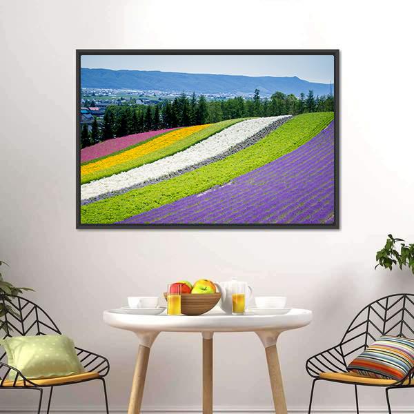 Lavender Garden In Japan Canvas Wall Art-3 Horizontal-Gallery Wrap-25" x 16"-Tiaracle