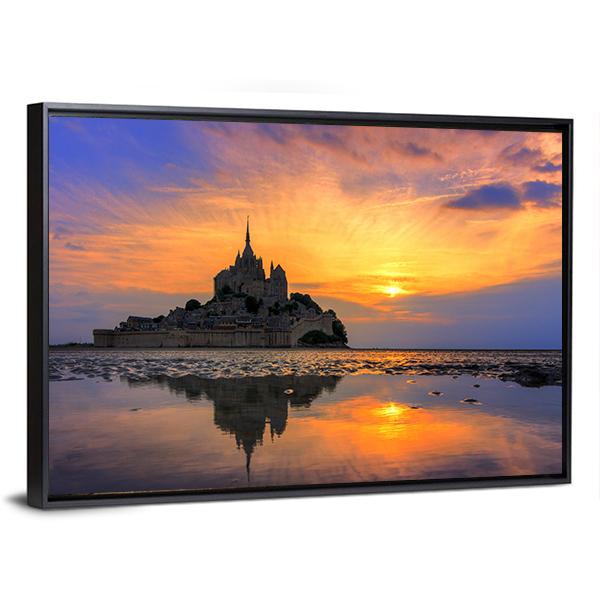 Le Mont Saint Michel In Normandy Canvas Wall Art-3 Horizontal-Gallery Wrap-25" x 16"-Tiaracle