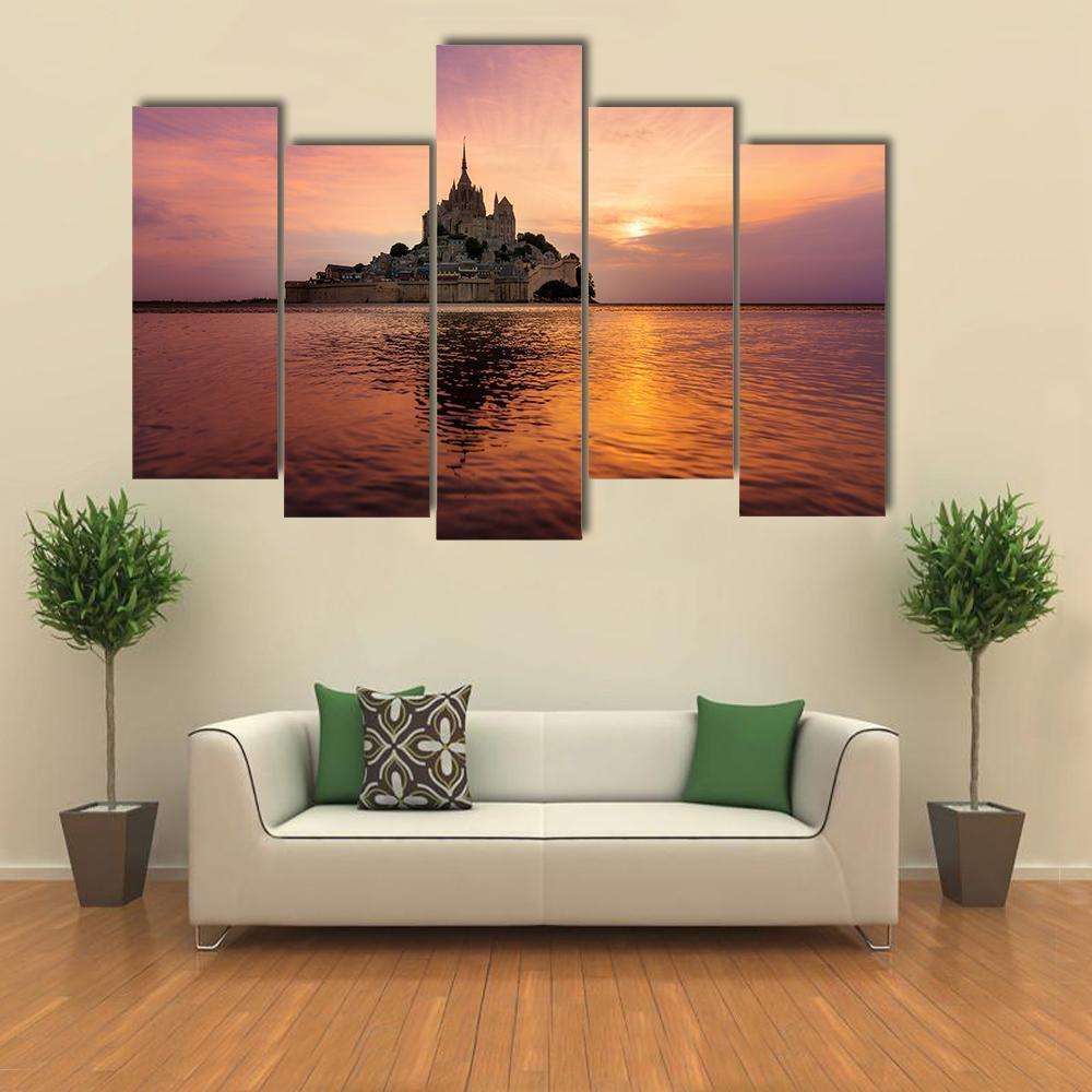 Mont Saint Michel Canvas Wall Art-5 Pop-Gallery Wrap-47" x 32"-Tiaracle