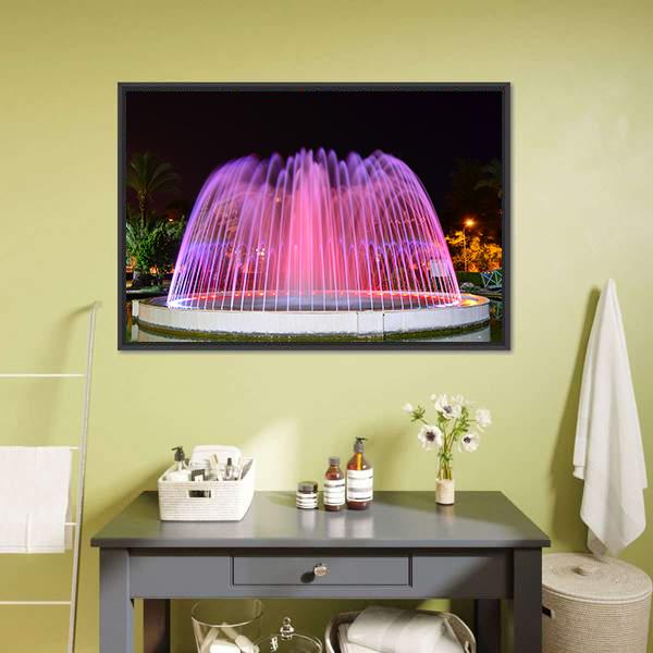 LED Lighted Fountain Canvas Wall Art-1 Piece-Floating Frame-24" x 16"-Tiaracle