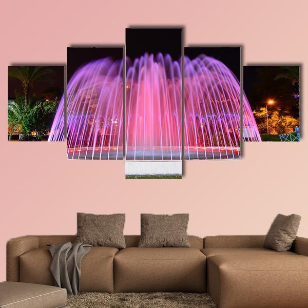 LED Lighted Fountain Canvas Wall Art-5 Star-Gallery Wrap-62" x 32"-Tiaracle