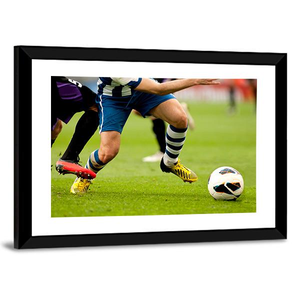 Legs Of Two Soccer Players Canvas Wall Art-3 Horizontal-Gallery Wrap-25" x 16"-Tiaracle