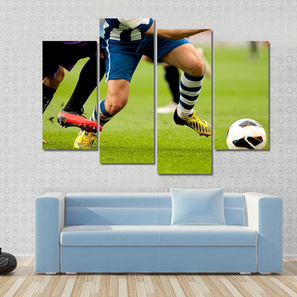 Legs Of Two Soccer Players Canvas Wall Art-4 Pop-Gallery Wrap-50" x 32"-Tiaracle
