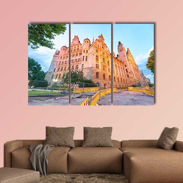 Leipzig Neues Rathaus Canvas Wall Art-3 Horizontal-Gallery Wrap-25" x 16"-Tiaracle