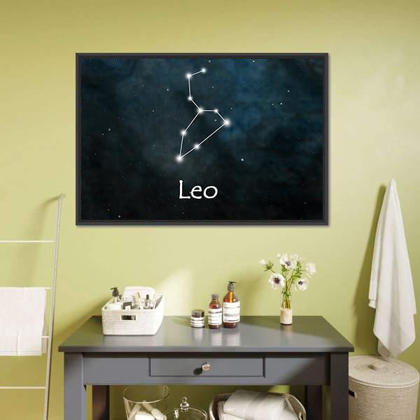 Leo Horoscope Constellation Canvas Wall Art-1 Piece-Floating Frame-24" x 16"-Tiaracle