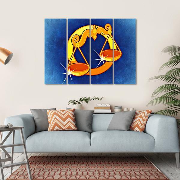 Libra Zodiac Sign Canvas Wall Art-4 Horizontal-Gallery Wrap-34" x 24"-Tiaracle