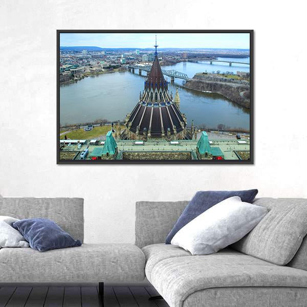 Library Of Parliament In Ottawa Canvas Wall Art-5 Horizontal-Gallery Wrap-22" x 12"-Tiaracle