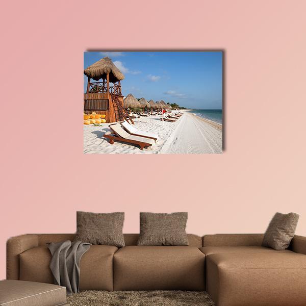 Playa Del Carmen Beach Canvas Wall Art-1 Piece-Gallery Wrap-48" x 32"-Tiaracle