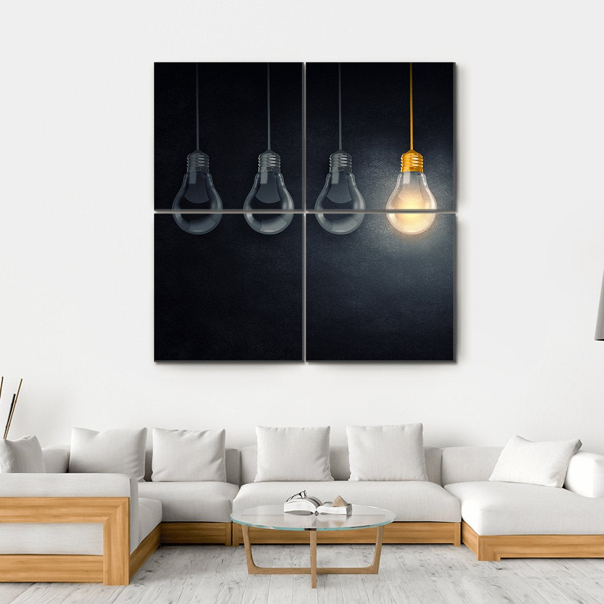 Light Bulbs Canvas Wall Art-4 Square-Gallery Wrap-17" x 17"-Tiaracle