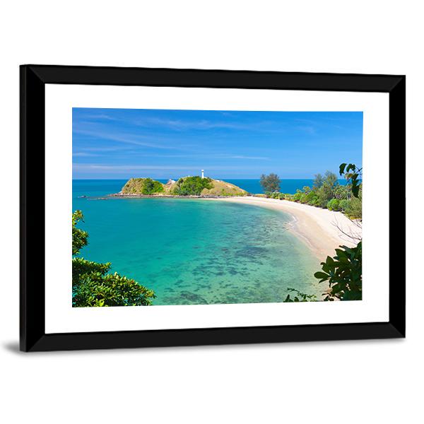 Lighthouse & Beach Canvas Wall Art-3 Horizontal-Gallery Wrap-25" x 16"-Tiaracle
