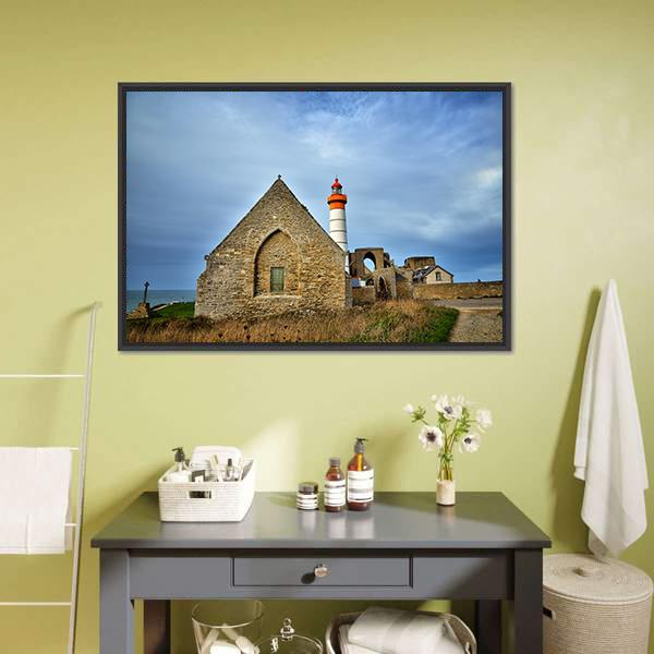 Lighthouse In Brittany Canvas Wall Art-1 Piece-Floating Frame-24" x 16"-Tiaracle