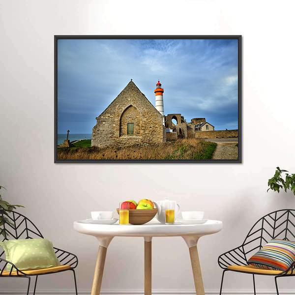 Lighthouse In Brittany Canvas Wall Art-3 Horizontal-Gallery Wrap-25" x 16"-Tiaracle