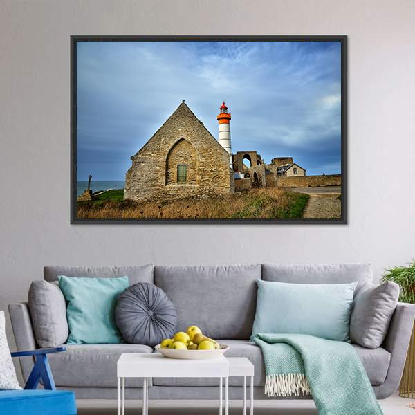 Lighthouse In Brittany Canvas Wall Art-3 Horizontal-Gallery Wrap-25" x 16"-Tiaracle