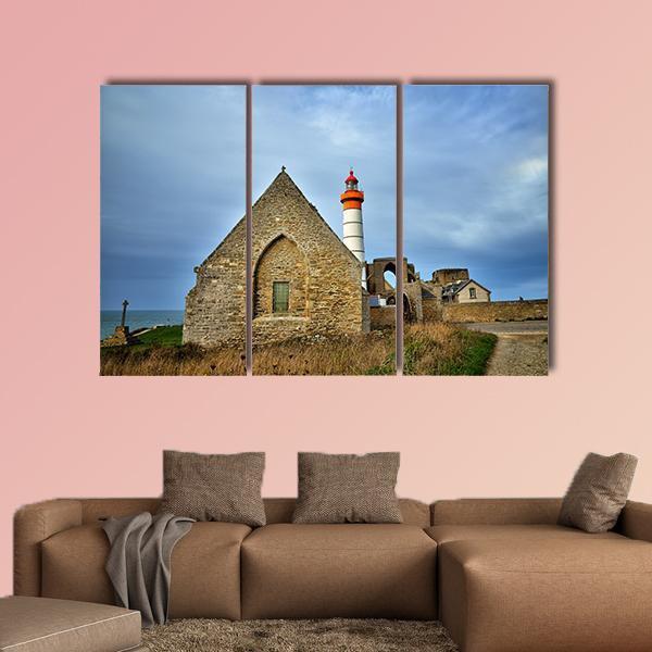Lighthouse In Brittany Canvas Wall Art-3 Horizontal-Gallery Wrap-37" x 24"-Tiaracle
