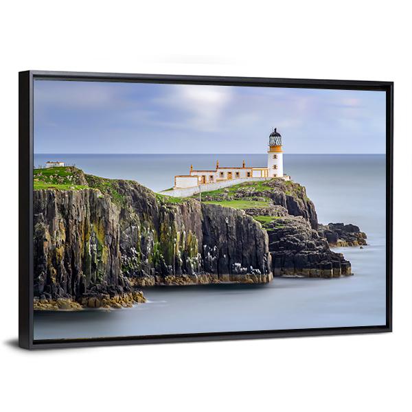 Lighthouse On Neist Point Cliffs Canvas Wall Art-3 Horizontal-Gallery Wrap-25" x 16"-Tiaracle