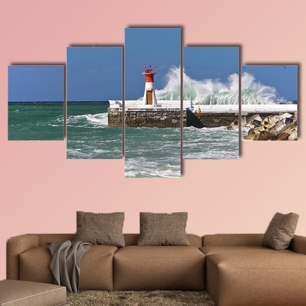 Lighthouse In Cape Town Canvas Wall Art-5 Star-Gallery Wrap-62" x 32"-Tiaracle