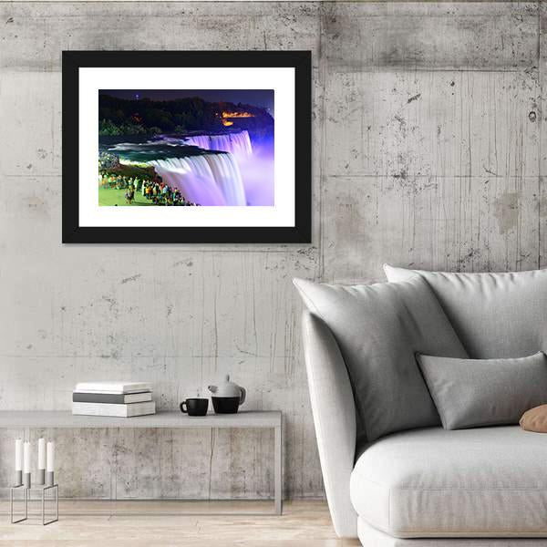 Lights On Niagara Falls Canvas Wall Art-5 Horizontal-Gallery Wrap-22" x 12"-Tiaracle