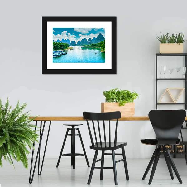 Lijiang River In Guilin Canvas Wall Art-5 Horizontal-Gallery Wrap-22" x 12"-Tiaracle
