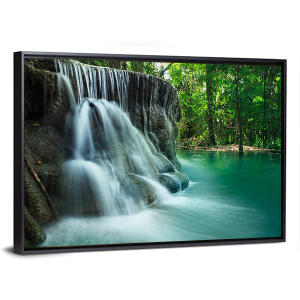 Lime Stone Waterfall Canvas Wall Art-3 Horizontal-Gallery Wrap-25" x 16"-Tiaracle