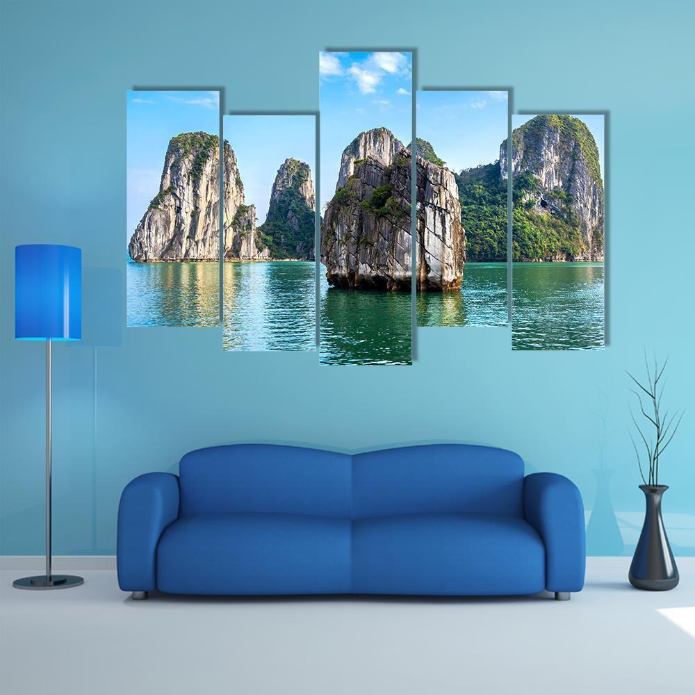 Limestone Islands Canvas Wall Art-5 Pop-Gallery Wrap-47" x 32"-Tiaracle