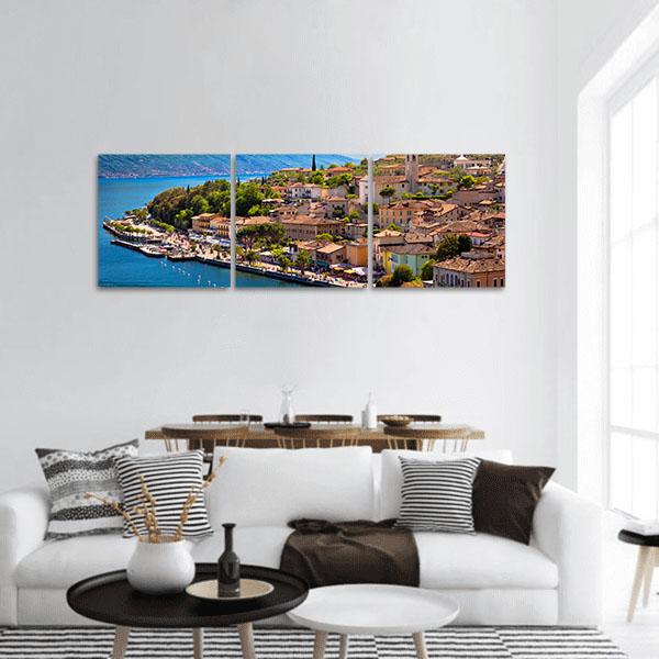 Limone Sul Garda Panoramic Canvas Wall Art-3 Piece-25" x 08"-Tiaracle