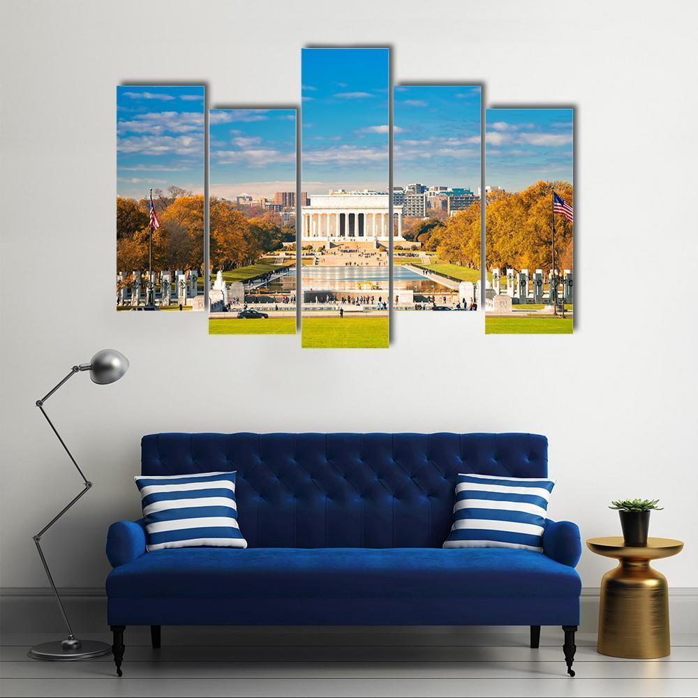 Lincoln Memorial & Pool Canvas Wall Art-5 Pop-Gallery Wrap-47" x 32"-Tiaracle