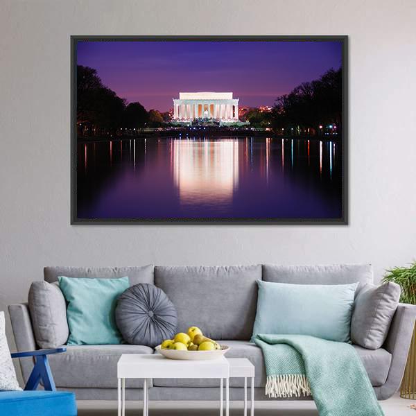 Lincoln Memorial At Sunset Canvas Wall Art-3 Horizontal-Gallery Wrap-25" x 16"-Tiaracle