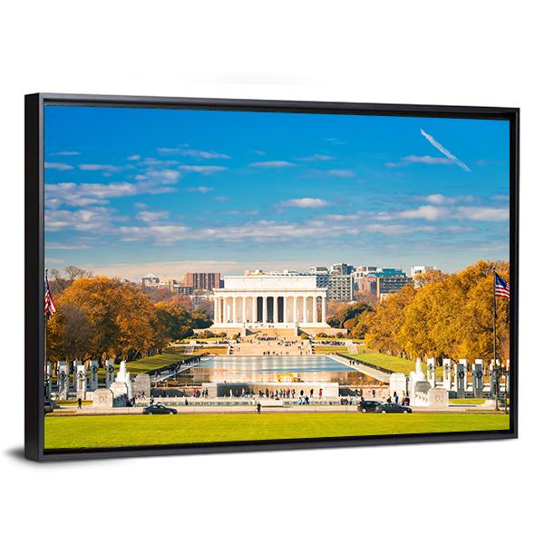 Lincoln Memorial & Pool Canvas Wall Art-3 Horizontal-Gallery Wrap-25" x 16"-Tiaracle