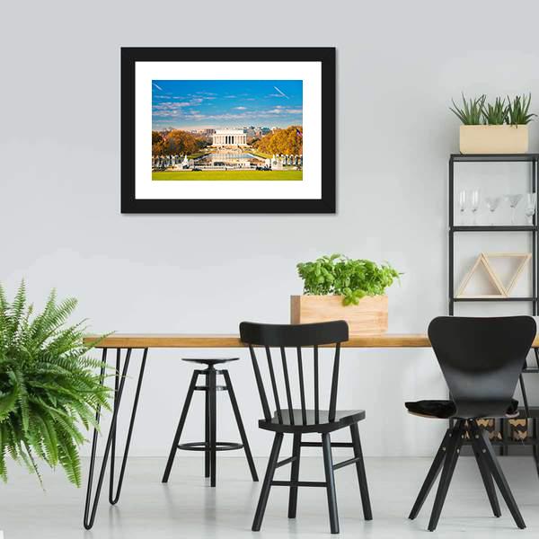 Lincoln Memorial & Pool Canvas Wall Art-5 Horizontal-Gallery Wrap-22" x 12"-Tiaracle