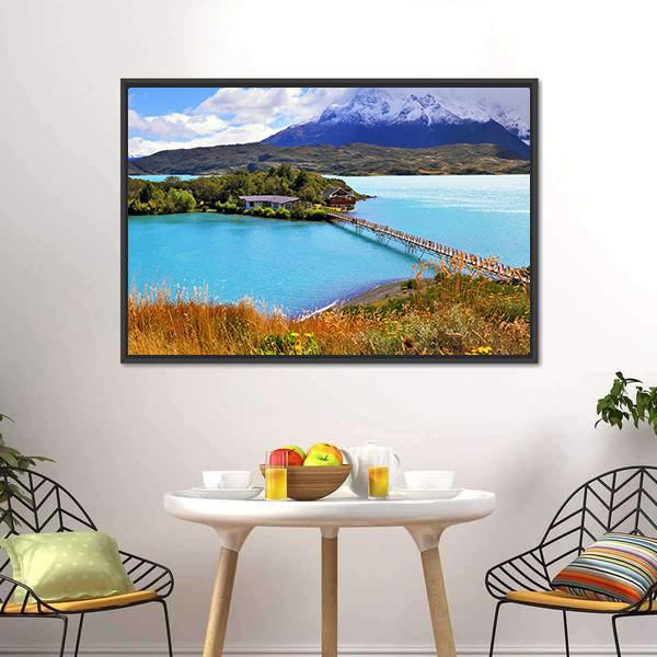 Little Island In Lake Pehoe Canvas Wall Art-5 Horizontal-Gallery Wrap-22" x 12"-Tiaracle