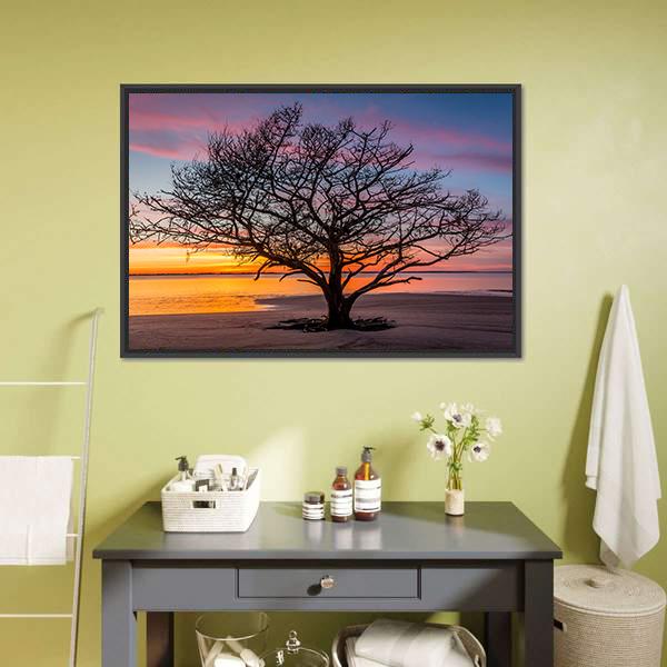 Live Oak Tree Georgoia Canvas Wall Art-1 Piece-Floating Frame-24" x 16"-Tiaracle